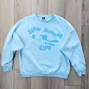Cakeworthy Disney Blue Goofy Slow Sunday Club Crewneck Sweatshirt